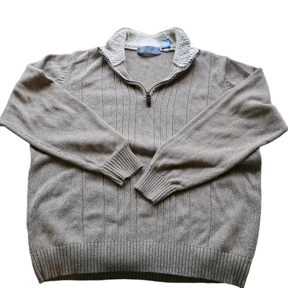 Oscar de la Renta Other - VTG Oscar De La Renta Mens Zip Sweater with Faux Sherling Collar